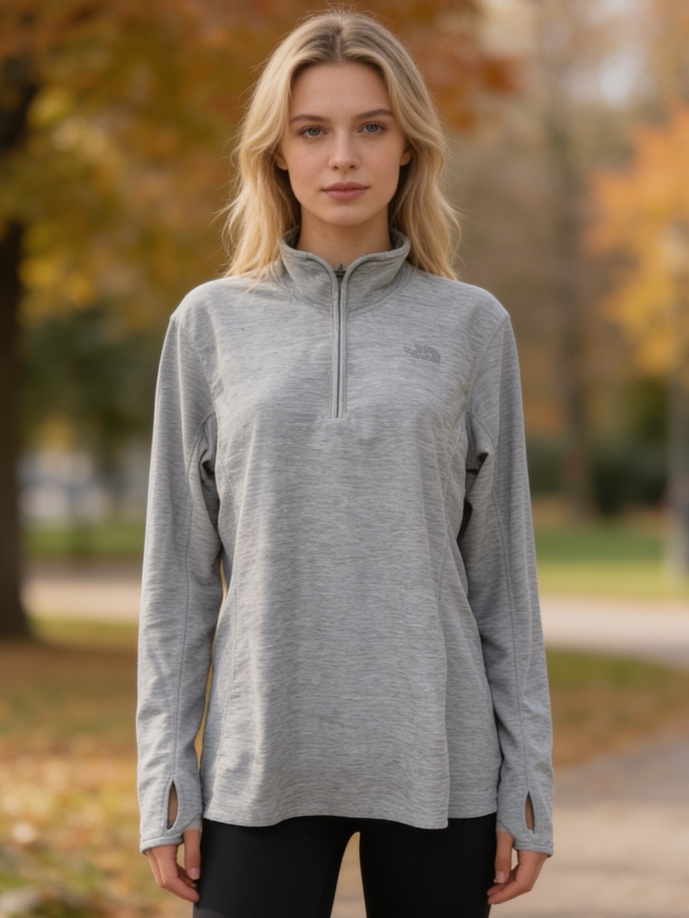 The North Face 1/4 Zip Pullover Gray Heather Long Sleeve Women’s L